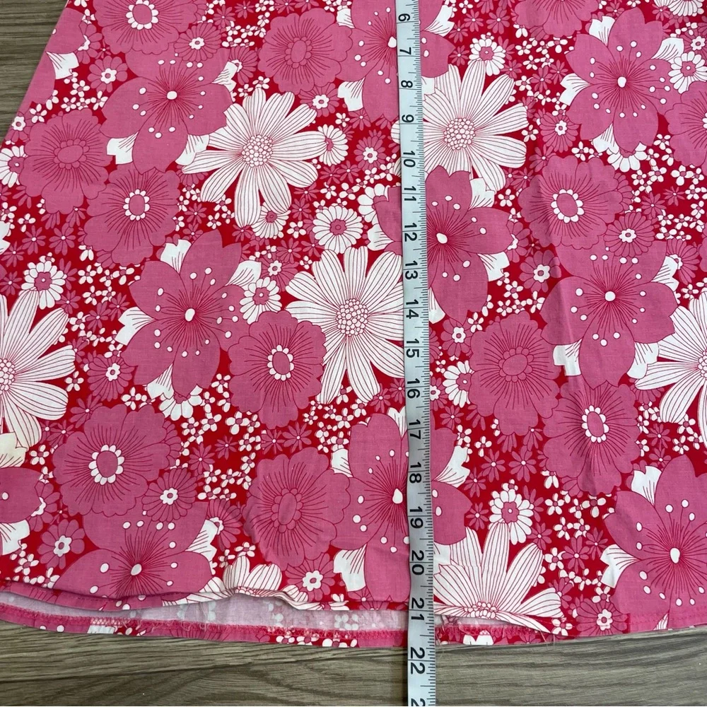 Charlotte Russe Vintage 90s Pink Cotton Floral A-Line Midi Skirt